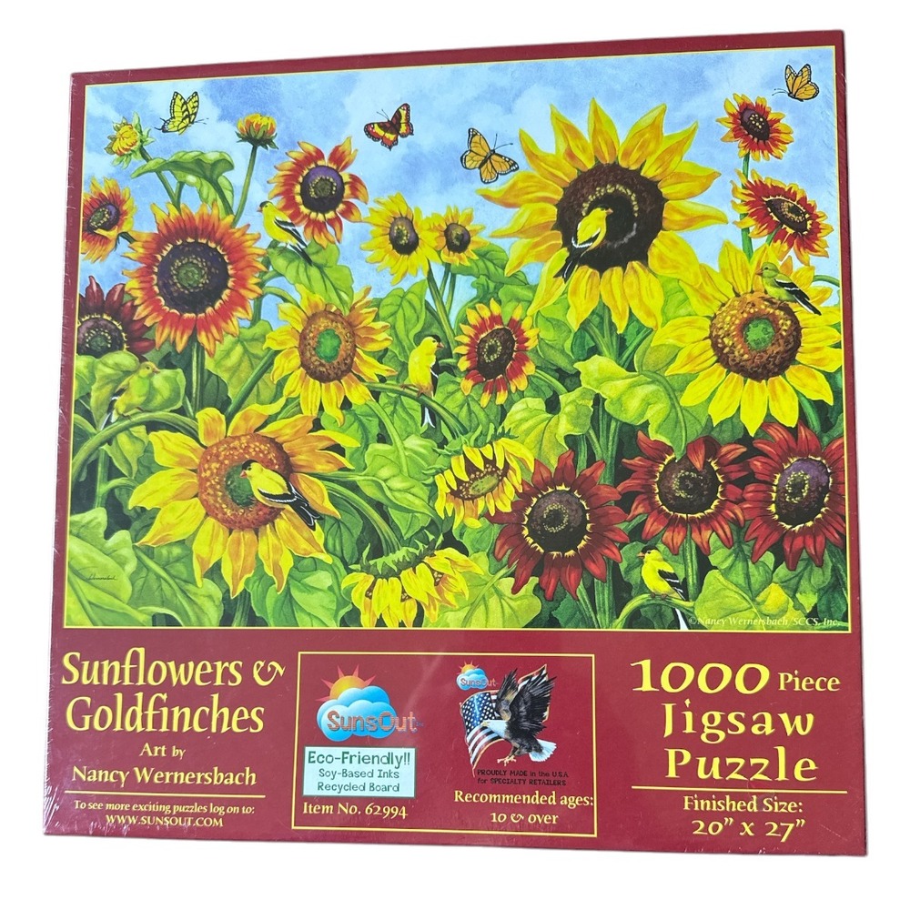 Nancy Wernersbach Puzzle Sunflowers and Goldfinches 1000 pieces New Sealed